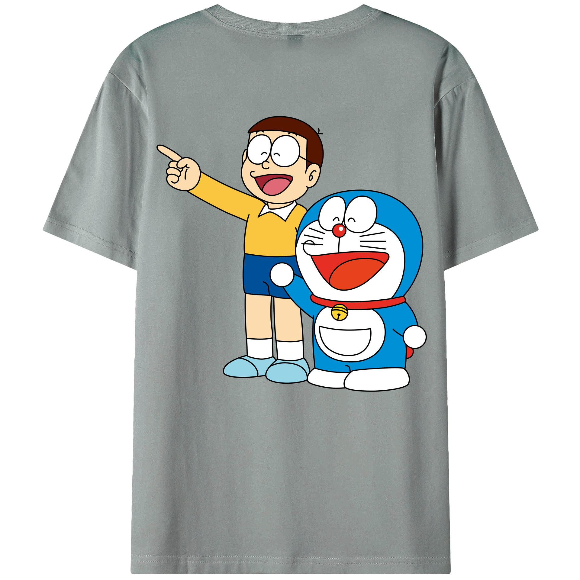 （画像用） ドラえもん 野比 のび太 Doraemon Nobita Nobi 綿100％ メンズ半袖Tシャツ（バックプリント） 通気性